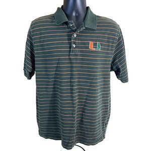 Vintage Vantage Men’s  Miami Hurricanes Stripped With Logo Polo Size L